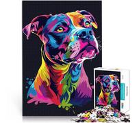 teenagers Puzzles 1000 Piece Jigsaws Colorful Pitbull Portrait Lernspielzeug Heimdekoration Spielzeug52x38cm