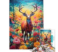 Teenagers Puzzles 1000 Piece Jigsaws Colorful Wildlife Deer Jigsaw Hands-on Game Birthday Present Deal As Gifts for The Whole Family (Size 50x75cm)