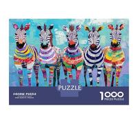 Teenagers Puzzles 1000 Piece Jigsaws Colorful Zebras Art Print-1 Jigsaw Puzzle Fun Games Birthday Present Deal As Gifts for The Whole Family 38x26cm/1000pcs