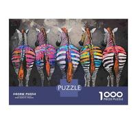 Teenagers Puzzles 1000 Piece Jigsaws Colorful Zebras Wall Art Print-2 Jigsaw Puzzle Fun Games Birthday Present Deal As Gifts for The Whole Family 52x38cm/1000pcs