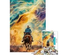 Teenagers Puzzles 1000 Piece Jigsaws Cowboy Riding Into The Unknown Help The Brain Exercise For Family Fun DIY Toys for And from 14 Years And over (50x75cm)