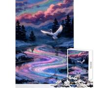 Teenagers Puzzles 1000 Piece Jigsaws Crane over A Rainbow River Joyful Family Leisure Together Perfect Festive Season Gifts Choice (50x75cm)
