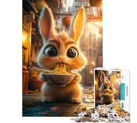 Teenagers Puzzles 1000 Piece Jigsaws Cute Bunny Noodle Feast- Adult Jigsaw Hands-on Game Wall Decoration Deal As Gifts for The Whole Family (Size 38x26cm)