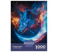 Teenagers Puzzles 1000 Piece Jigsaws Cyber Wolf Moon Nebula Jigsaws for Adults Fun Games Presents for Women Deal As Gifts for The Whole Family 70x50cm/1000pcs