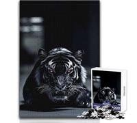 Teenagers Puzzles 1000 Piece Jigsaws Dangerous Dark Tiger Educational Family Game Difficult Hard Birthday Gift Size 38x52cm
