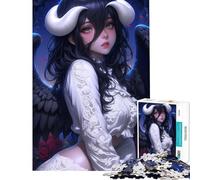 Teenagers Puzzles 1000 Piece Jigsaws Dark Angel with White Horns Anime Girl Challenging To Complete Learning Educational Family Games for And from 14 Years And over (38x52cm)