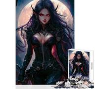 Teenagers Puzzles 1000 Piece Jigsaws Dark Fantasy Vampire Woman Educational Games Learning Educational Educational Toy Deal As Gifts for The Whole Family (38X52CM)