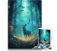 Teenagers Puzzles 1000 Piece Jigsaws Deer In Forest Mysterious Beautiful Design Game Perfect Decoration Gift For Birthdays Size 38x52cm