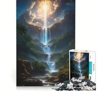 Teenagers Puzzles 1000 Piece Jigsaws Divine Light Waterfall Impossible Game Interesting Stress Reduction for Is Ideal As A Gift 50x75cm