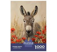 Teenagers Puzzles 1000 Piece Jigsaws Donkey in Poppies -11 Jigsaws for Adults Fun Games Presents for Women Deal As Gifts for The Whole Family 70x50cm/1000pcs
