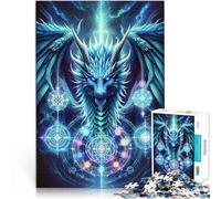 teenagers Puzzles 1000 Piece Jigsaws Dragon Sacred Geometry Präzisionsschnitt mit passendem Poster und Quizblatt52x38cm