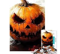 Teenagers Puzzles 1000 Piece Jigsaws Evil Pumpkin Jack-o'-Lantern Jigsaw Puzzle Brain Teaser Game Hand Speed Race Help The Brain Exercise (Size 38x26cm)