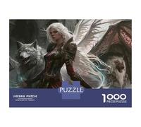Teenagers Puzzles 1000 Piece Jigsaws Fantasy Artwork Warrior with Wolves Jigsaw Puzzle Fun Games Birthday Present Deal As Gifts for The Whole Family 70x50cm/1000pcs