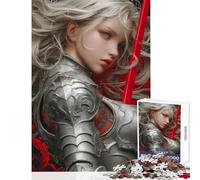 Teenagers Puzzles 1000 Piece Jigsaws Female Knight with Red Sword Educational Games For Family Fun Anti-Stress Toys Deal As Gifts for The Whole Family (38X26CM)