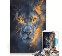 Teenagers Puzzles 1000 Piece Jigsaws Fiery Lion Portrait, Impossible Game, Interesting Stress Reduction, for Is Ideal As A Gift 38x52cm