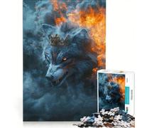 Teenagers Puzzles 1000 Piece Jigsaws Fiery Wolf King, Impossible Game, Interesting Stress Reduction, for Is Ideal As A Gift 50x75cm