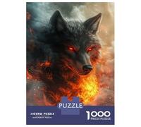 Teenagers Puzzles 1000 Piece Jigsaws Fiery Wolf's Gaze -2 Jigsaws for Adults Fun Games Presents for Women Deal As Gifts for The Whole Family 38x26cm/1000pcs