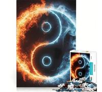 Teenagers Puzzles 1000 Piece Jigsaws Fire And Ice Yin Yang, Impossible Game, Interesting Stress Reduction, for Is Ideal As A Gift 38x52cm