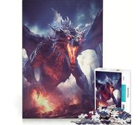 Teenagers Puzzles 1000 Piece Jigsaws Fire Dragon, Impossible Game, Interesting Stress Reduction, for Is Ideal As A Gift 38x26cm