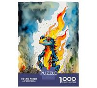 Teenagers Puzzles 1000 Piece Jigsaws Fire Frog Watercolor Jigsaw Puzzle Fun Games Birthday Present Deal As Gifts for The Whole Family 70x50cm/1000pcs