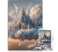 Teenagers Puzzles 1000 Piece Jigsaws Floating Castle in The Clouds Educational Family Game Difficult Hard Birthday Gift Size 38x26cm