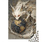 Teenagers Puzzles 1000 Piece Jigsaws Fox Spirit Holding Earth Globe Puzzles for Adults Brain Teaser Game Wall Decoration Stress Reduction Gifts 52x38cm/1000pcs