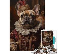 Teenagers Puzzles 1000 Piece Jigsaws French Bulldog Noble Scholar Puzzle for Adults Hands-on Game Difficult Challenge Deal As Gifts for The Whole Family (Size 38x26cm)