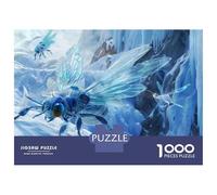 Teenagers Puzzles 1000 Piece Jigsaws Frost Dragonfly Fantasy Artwork Jigsaw Puzzle Fun Games Birthday Present Deal As Gifts for The Whole Family 38x26cm/1000pcs