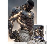 Teenagers Puzzles 1000 Piece Jigsaws Futuristic Warrior with Glowing Armor Home Decoration Toys Secret Santa Gifts Family Games Help The Brain Exercise Size 38x26cm