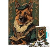 Teenagers Puzzles 1000 Piece Jigsaws German Shepherd in Renaissance Attire Adult Jigsaw Brain Teaser Game Presents for Women Deal As Gifts for The Whole Family (Size 38x52cm)