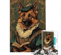 Teenagers Puzzles 1000 Piece Jigsaws German Shepherd in Renaissance Attire Adult Jigsaw Brain Teaser Game Presents for Women Deal As Gifts for The Whole Family (Size 50x75cm)
