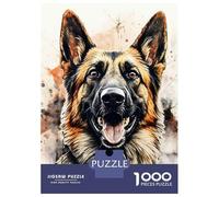 Teenagers Puzzles 1000 Piece Jigsaws German Shepherd Watercolor (2) Puzzles for Adults Brain Teaser Game Wall Decoration Stress Reduction Gifts 52x38cm/1000pcs