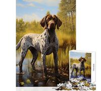 Teenagers Puzzles 1000 Piece Jigsaws German Shorthaired Pointer Toy Wall Decor Art Work Gift Educational Games Help The Brain Exercise size 50x75cm