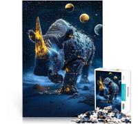 teenagers Puzzles 1000 Piece Jigsaws Glowing Rhino Under Stars Für Familienspaß Verbessern Sie das Gedächtnis38x26cm