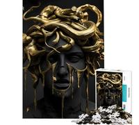 Teenagers Puzzles 1000 Piece Jigsaws Golden Medusa Sculpture Challenging To Complete Learning Educational Family Games for And from 14 Years And over (50x75cm)