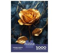 Teenagers Puzzles 1000 Piece Jigsaws Golden Rose on Marble Jigsaws for Adults Fun Games Presents for Women Deal As Gifts for The Whole Family 38x26cm/1000pcs