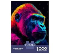 Teenagers Puzzles 1000 Piece Jigsaws Gorilla in Neon Colors Puzzles for Adults Brain Teaser Game Wall Decoration Stress Reduction Gifts 70x50cm/1000pcs