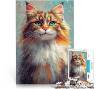 teenagers Puzzles 1000 Piece Jigsaws Green-Eyed Cat Portrait Für Familienspaß Geburtstagsgeschenk, Geschenke, Wandkunst75x50cm