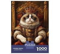 Teenagers Puzzles 1000 Piece Jigsaws Grumpy Cat King Jigsaw Puzzle Fun Games Birthday Present Deal As Gifts for The Whole Family 70x50cm/1000pcs