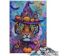 Teenagers Puzzles 1000 Piece Jigsaws Halloween Tiger Magic Practical Game Hand Speed Race Educational Toy Great Gifts for Gaming Size 38x52cm