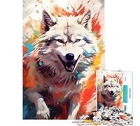 Teenagers Puzzles 1000 Piece Jigsaws Happy White Wolf Help The Brain Exercise Pattern Assembly Relax Games Suitable for Ages 14 And Up (38x52cm)