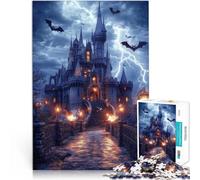 teenagers Puzzles 1000 Piece Jigsaws Haunted Castle in Storm Präzisionsschnitt einzigartiges Herausforderungsspiel38x26cm