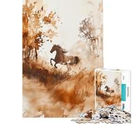 Teenagers Puzzles 1000 Piece Jigsaws Horse Running Through Forest Challenging To Complete Learning Educational Family Games for And from 14 Years And over (38x26cm)