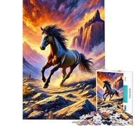Teenagers Puzzles 1000 Piece Jigsaws Horse Running Through Mountains Jigsaw Hands-on Game Birthday Present Deal As Gifts for The Whole Family (Size 38x26cm)