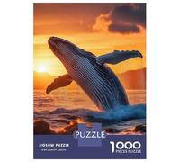 Teenagers Puzzles 1000 Piece Jigsaws Humpback Whale Sunset Leap in Ocean Jigsaws for Adults Fun Games Presents for Women Deal As Gifts for The Whole Family 70x50cm/1000pcs