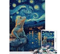Teenagers Puzzles 1000 Piece Jigsaws Iguana Under Starry Night 1000 Jigsaw Puzzle Educational Game Art Work Gifts Suitable for Couples (38x26cm)