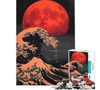Teenagers Puzzles 1000 Piece Jigsaws Japan Kanagawa Wave Sunset Help The Brain Exercise Pattern Assembly Relax Games Suitable for Ages 14 And Up (38x26cm)