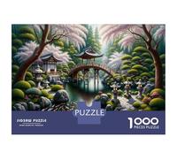 Teenagers Puzzles 1000 Piece Jigsaws Japanese Garden with Bridge Jigsaw Puzzle Fun Games Birthday Present Deal As Gifts for The Whole Family 38x26cm/1000pcs