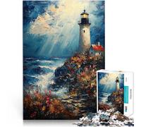 teenagers Puzzles 1000 Piece Jigsaws Lighthouse on a Rocky Coast Spielspielzeug Geeignet für die Schreibtischdekoration75x50cm