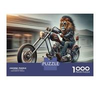 Teenagers Puzzles 1000 Piece Jigsaws Lion Biker Motorcycle Adventure Puzzles for Adults Relaxing Games But Fun And Humorous Unique Birthday And Gifts 70x50cm/1000pcs